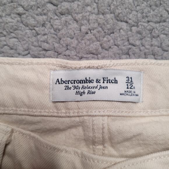 Abercrombie & Fitch Jeans 31 12 Regular Cream Denim 90s Relaxed Jean High Rise - Picture 3 of 6